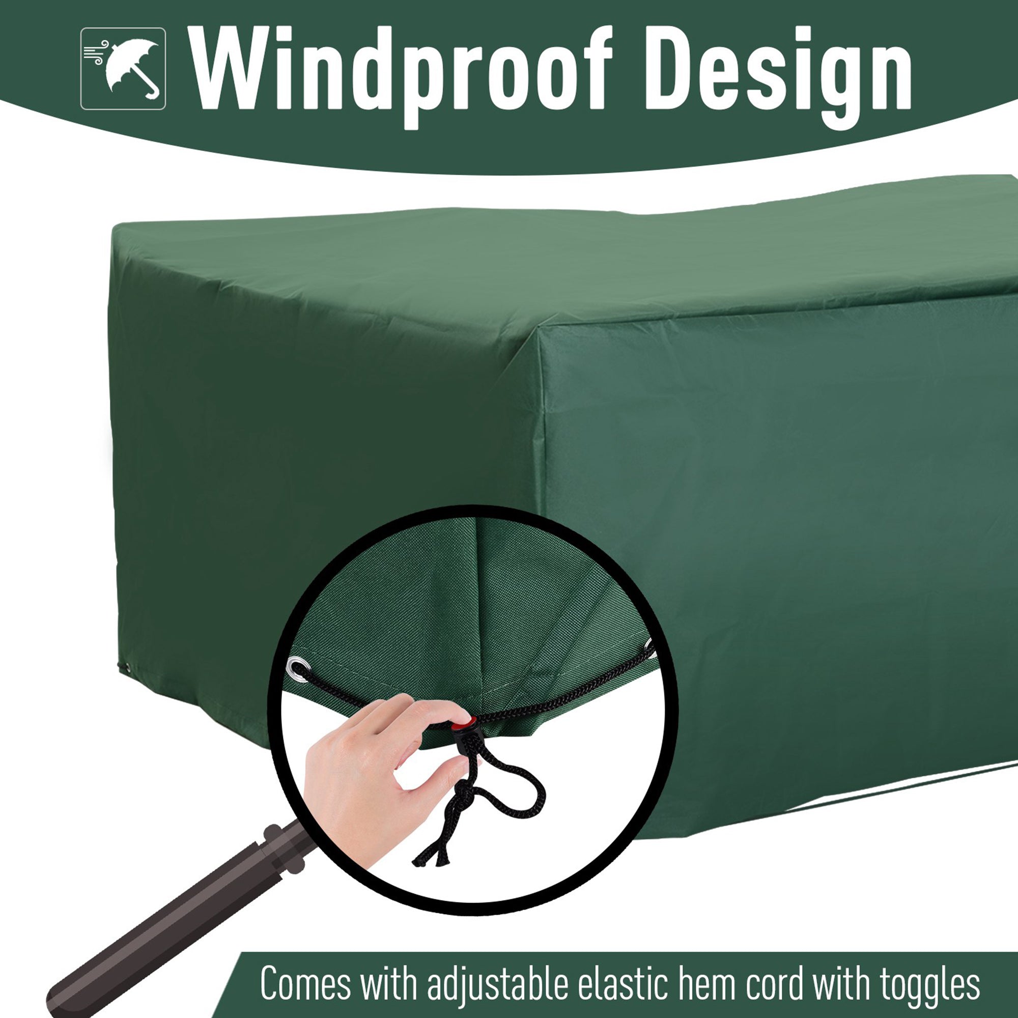 Outsunny Outdoor Furniture Cover 81" x 57" Waterproof Garden Patio Rattan Wicker UV Rain Protector Oxford Dark Green