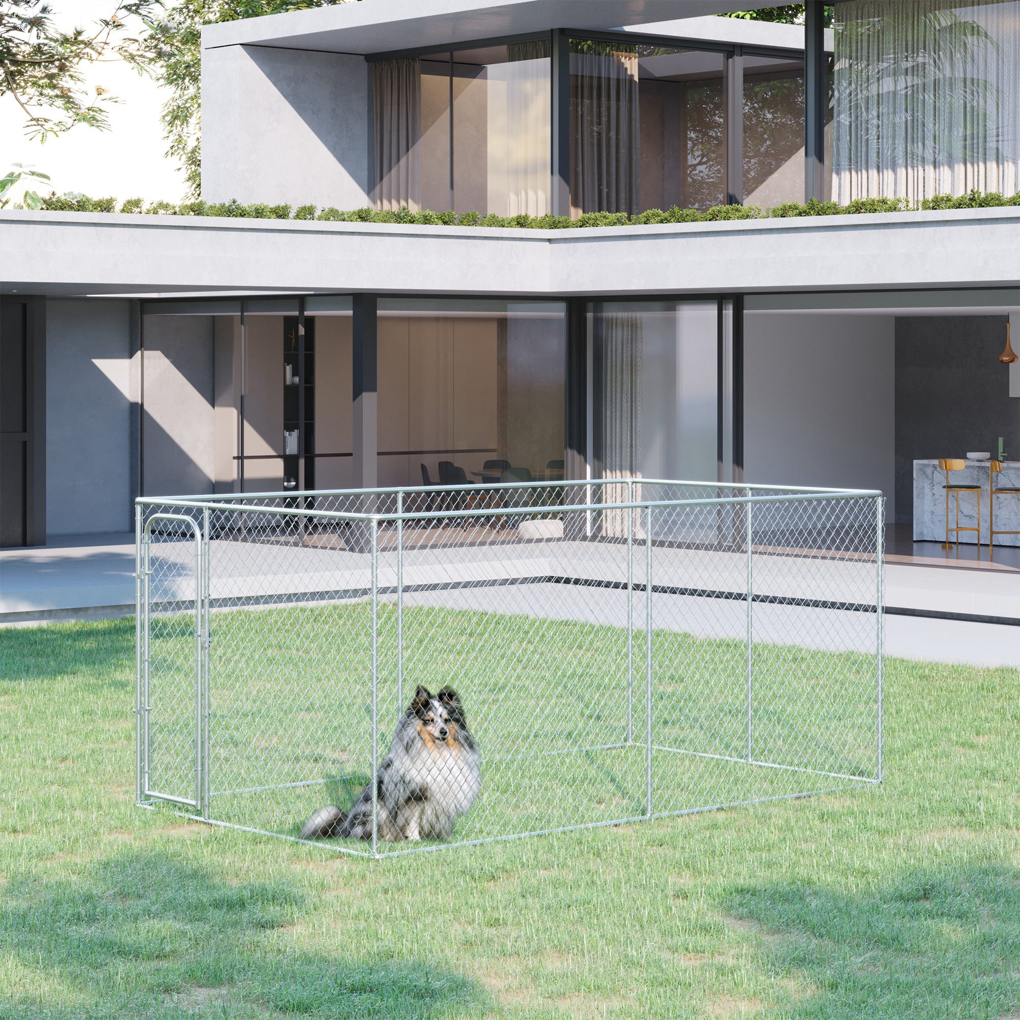 PawHut 99 Sq. Ft. Dog Playpen Outdoor with Galvanized Steel Frame, for Small and Medium Dogs, 13.1' x 7.5' x 6'