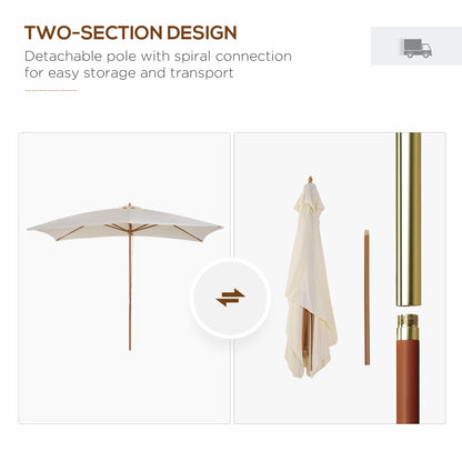 Outsunny Patio Umbrella Market Patio Sun Umbrella Rectangle Cream White
