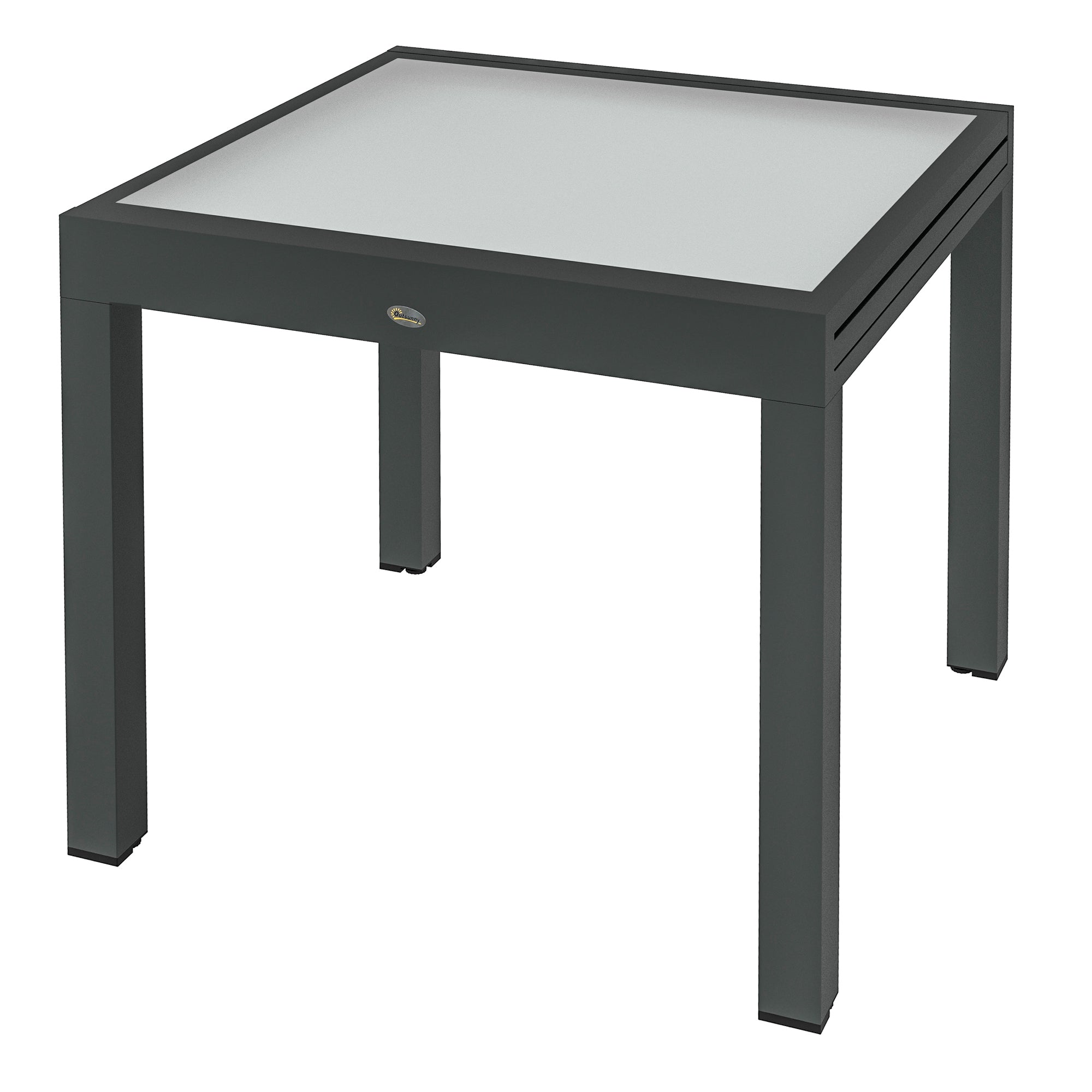 Outsunny Extendable Patio Dining Table, Tempered Glass Aluminum Outdoor Table for Garden Lawn Backyard, Clear