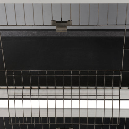 PawHut 2 Tier Wooden Rabbit Hutch Bunny Pet House Wooden Coop Run, Grey