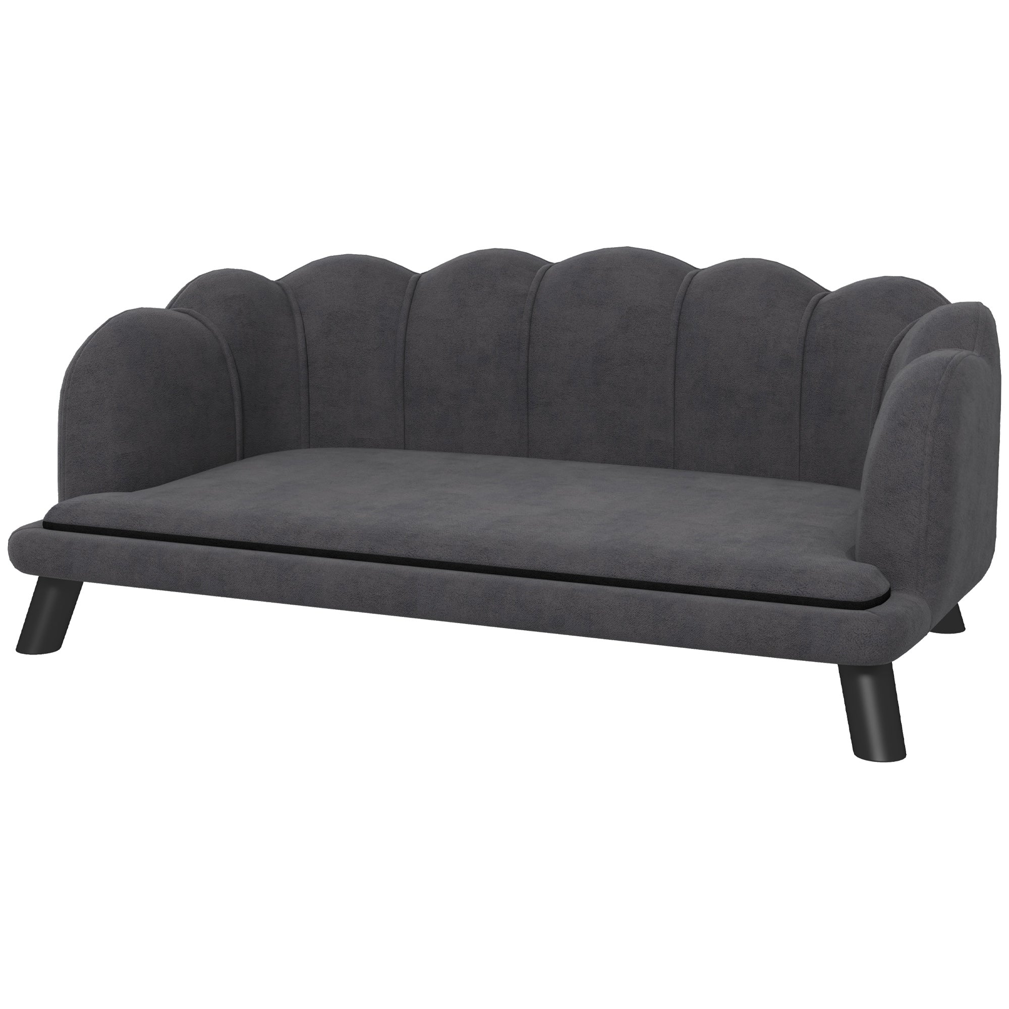 PawHut Dog Sofa with Removable Cushion Wood Legs for Medium and Large Dogs, Dark Grey