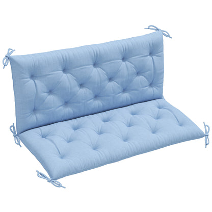 Outsunny 2 Seater Garden Bench Cushion, Thick Outdoor Non-Slip 2 Seater Soft Pad With Backrest for Garden Patio, 47" x 43" x 5", Light Blue