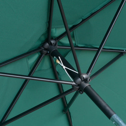 Outsunny 8.5FT Patio Umbrella, Round Garden Parasol with 6 Ribs, Market Sunshade Tilt Canopy w/ Crank Handle for Outdoor, Green