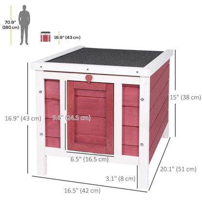 PawHut Wooden Rabbit Hutch Bunny Cage Outdoor Cat House Guinea Pig Cage Duck Shelter, Indoor Outdoor Use, 20"x16.5"x17", Red