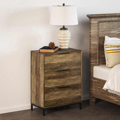 HOMCOM Dresser for Bedroom, 3 Drawer Dresser Tower, Chest of Drawers for Hallway, Entryway, Closet, Natural