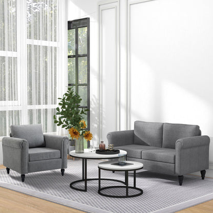 HOMCOM Modern Coffee Table Set of 2, Nesting Side Tables w/ Metal Base for Living Room Bedroom Office Faux Marbled White