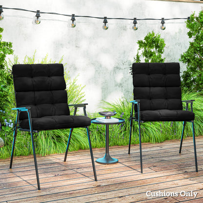Outsunny 2-Piece Back Seat Cushion Replacement, Outdoor Patio Chair Cushions Set with Ties, Button Tufted, Black