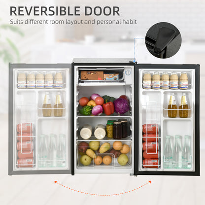 HOMCOM Compact Refrigerator, Mini Fridge with Freezer, Adjustable Shelf, Mechanical Thermostat and Reversible Door, Black