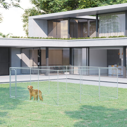 PawHut 227.7 Sq. Ft. Dog Playpen Outdoor with Galvanized Steel Frame, for Small and Medium Dogs, 15.1' x 15.1' x 6'
