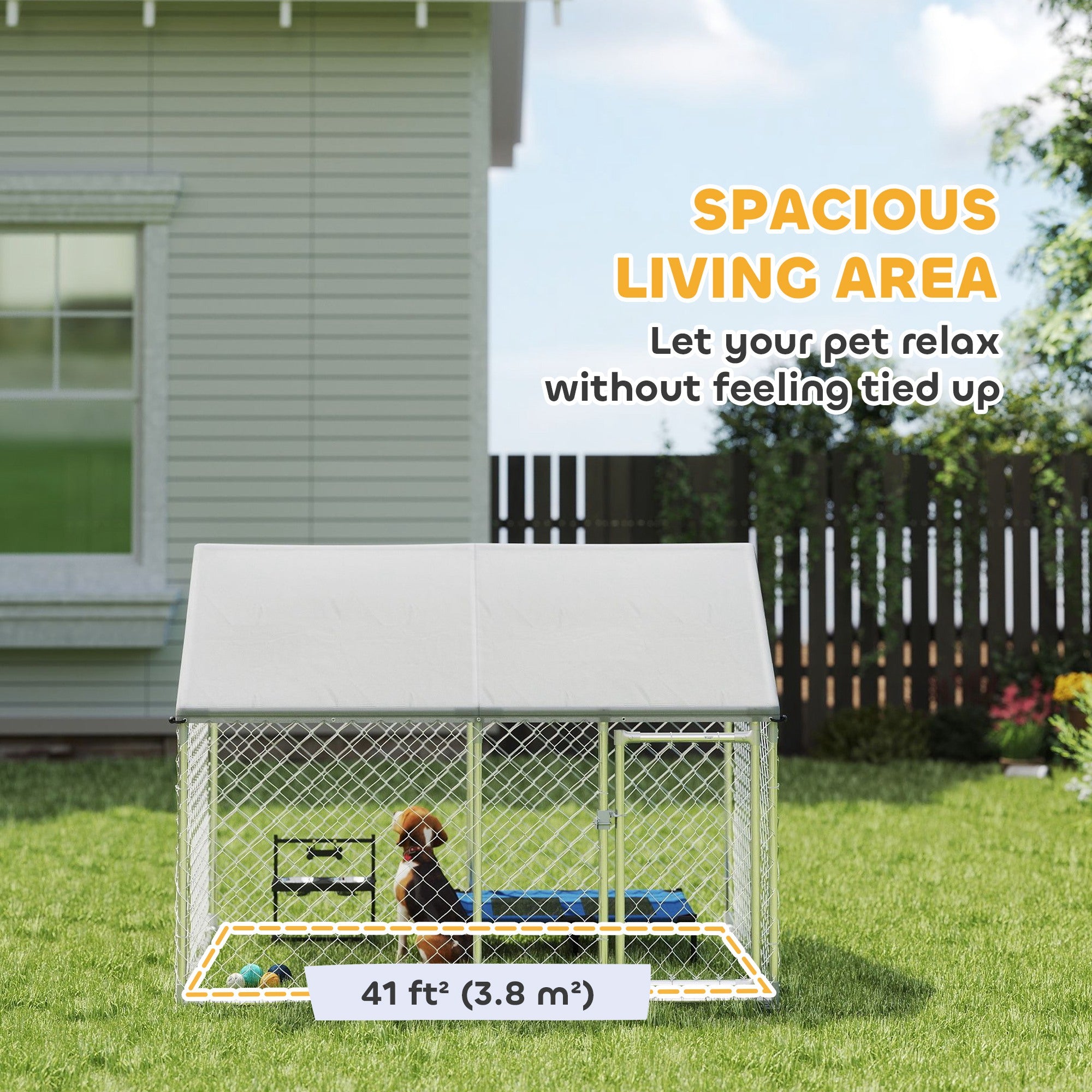 PawHut Outdoor Dog Kennel with Waterproof & Anti-UV Cover, Quick-Connect Frame, Secure Lock for Small Medium Dogs