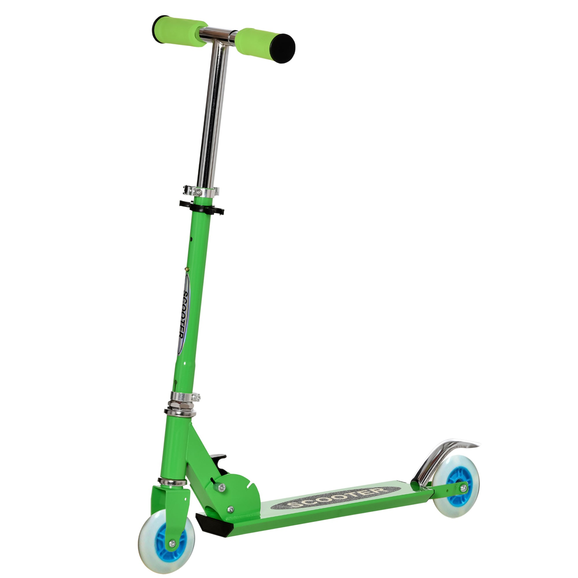 Qaba Snow Scooter, 2 in 1 Design Adjustable Height Scooter Snow Sled for Kids Aged Over 7 Years Old, Kids Sled Ski Scooter with Wheels Blades, Green