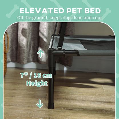 PawHut Elevated Cooling Pet Bed Portable Raised Dog Cot with Canopy for Small-Sized Dogs, Grey