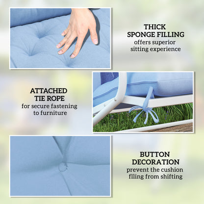 Outsunny 2 Seater Garden Bench Cushion, Thick Outdoor Non-Slip 2 Seater Soft Pad With Backrest for Garden Patio, 47" x 43" x 5", Light Blue