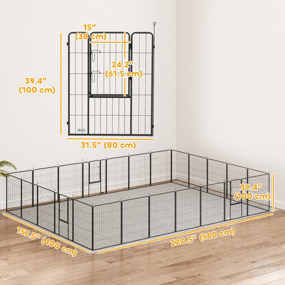 PawHut 24 Panels 39" Height Heavy Duty Dog Playpen for Small Medium Large Dogs, Black