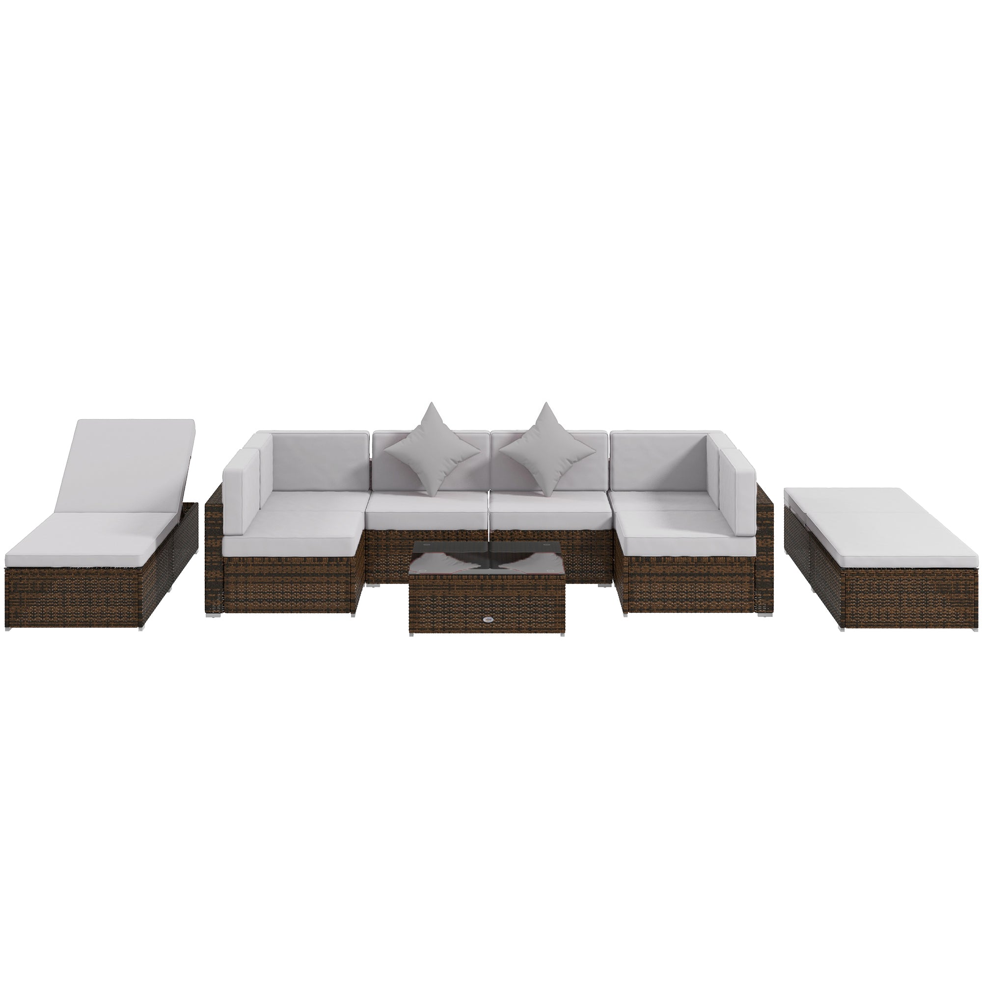 Outsunny 9 Pieces Wicker Patio Furniture Set with Cushion, Light Grey