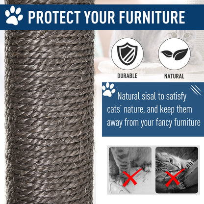 PawHut 47.2" Cat Tree, Kitten Scratcher, Activity Center, Play House with Condo Sisal, Scratching Post, and Mat - Grey