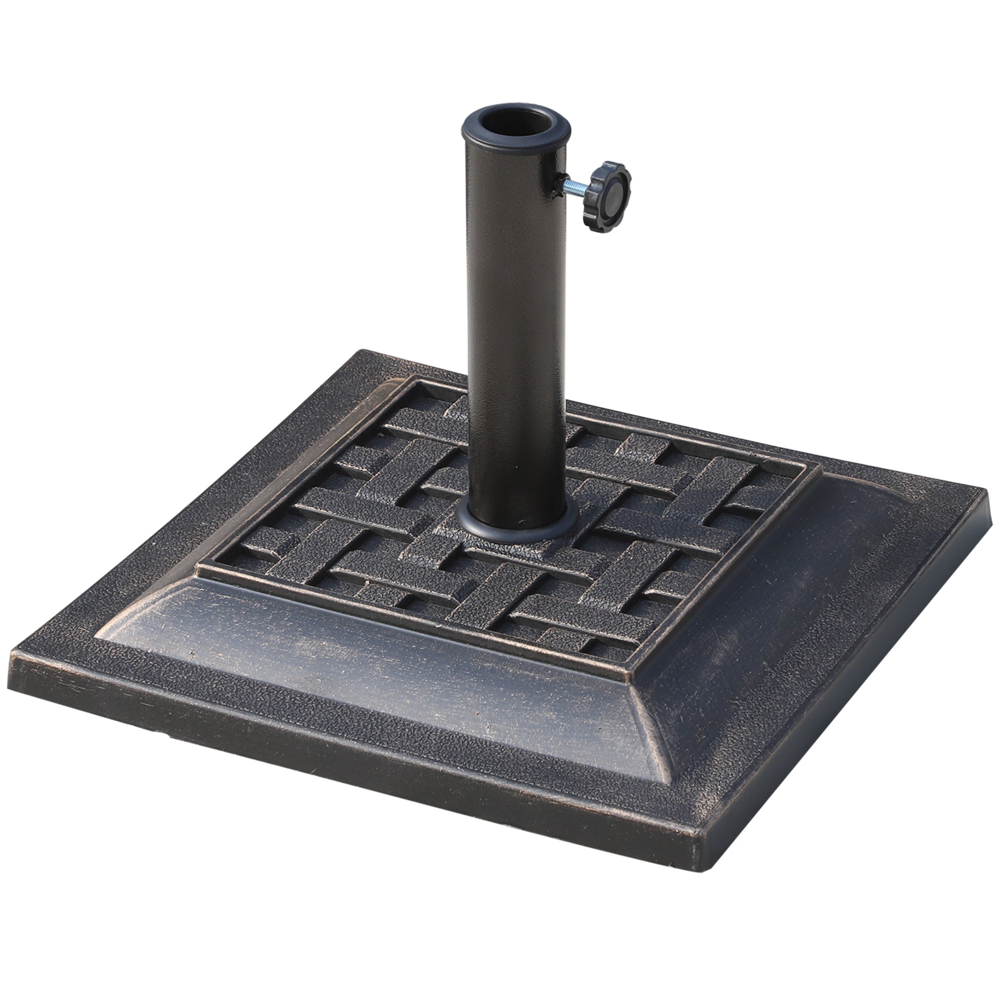 Outsunny 20 lbs Resin Patio Umbrella Stand Base Coated Pole Square Market Umbrella parasol Holder Bronze