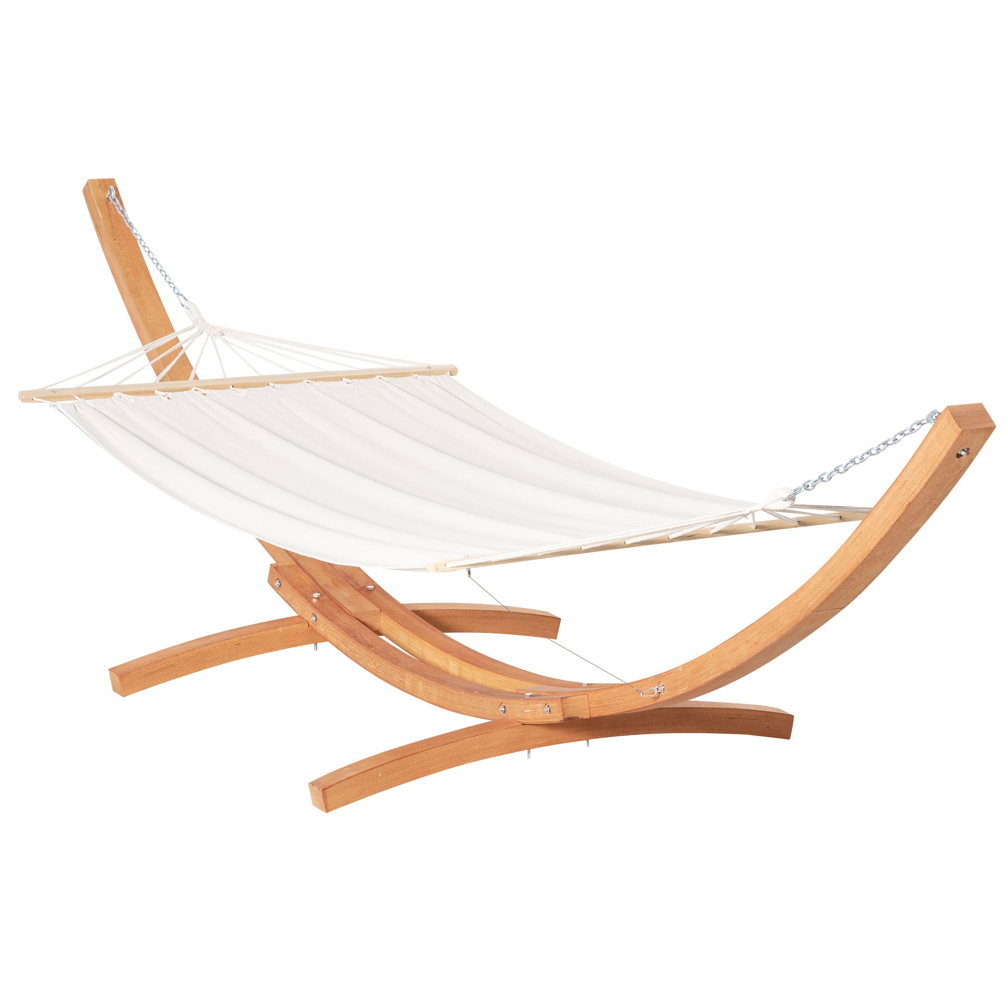 Outsunny 13' Patio Hammock with Stand, Outdoor Arch Wooden Hammock Bed, Camping Hammock with Straps and Hooks, White