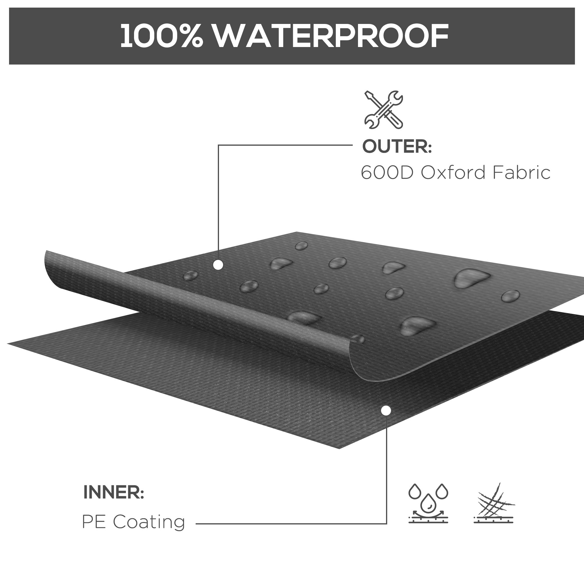 Outsunny Patio Furniture Cover for Outdoor Sectional Sofa Set Waterproof Windproof Oxford Fabric, 97" x 65" x 26", Black