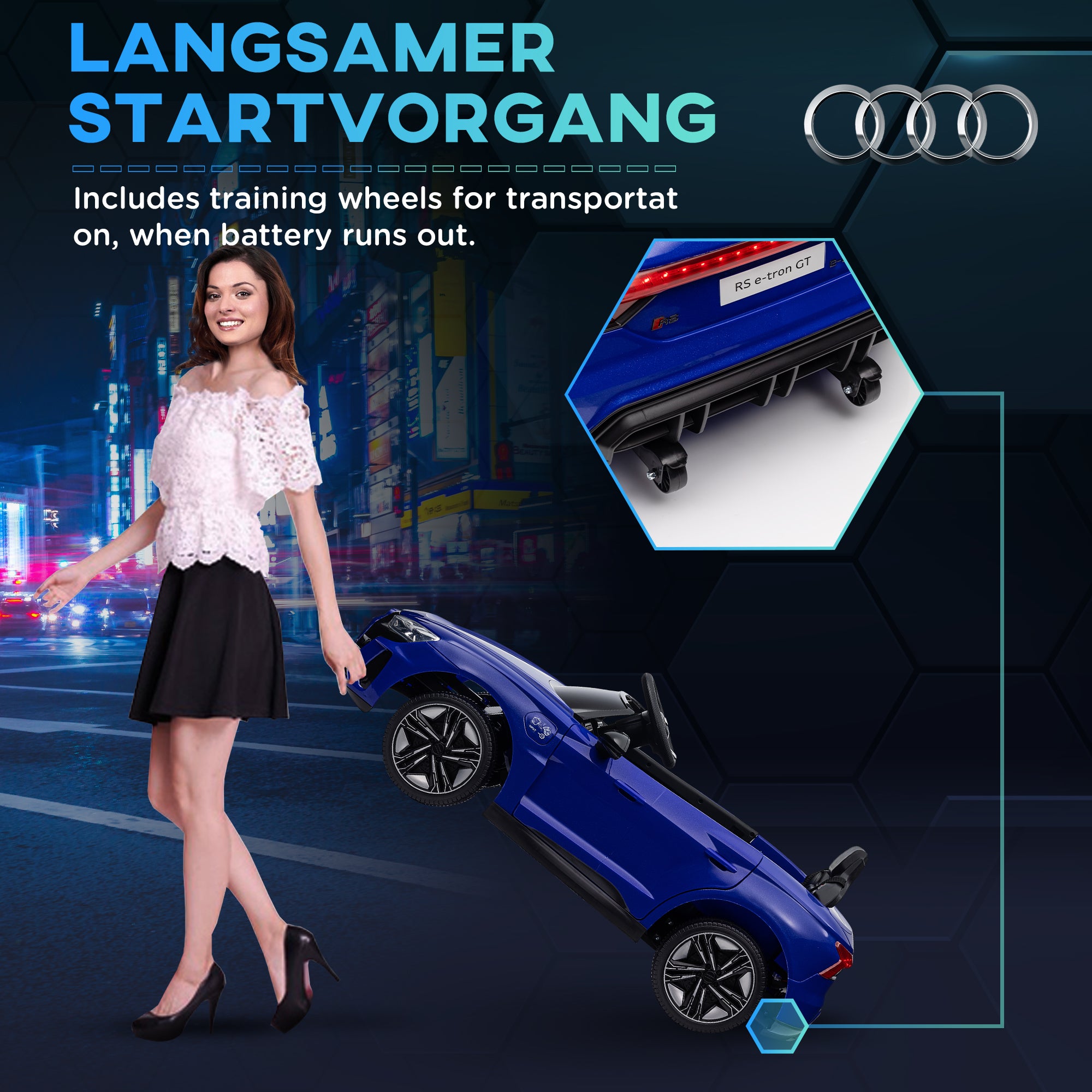 Aosom 12V Audi RS e-tron GT Licensed Kids Ride on Car, Battery Powered Electric Car with Remote Control, Navy Blue