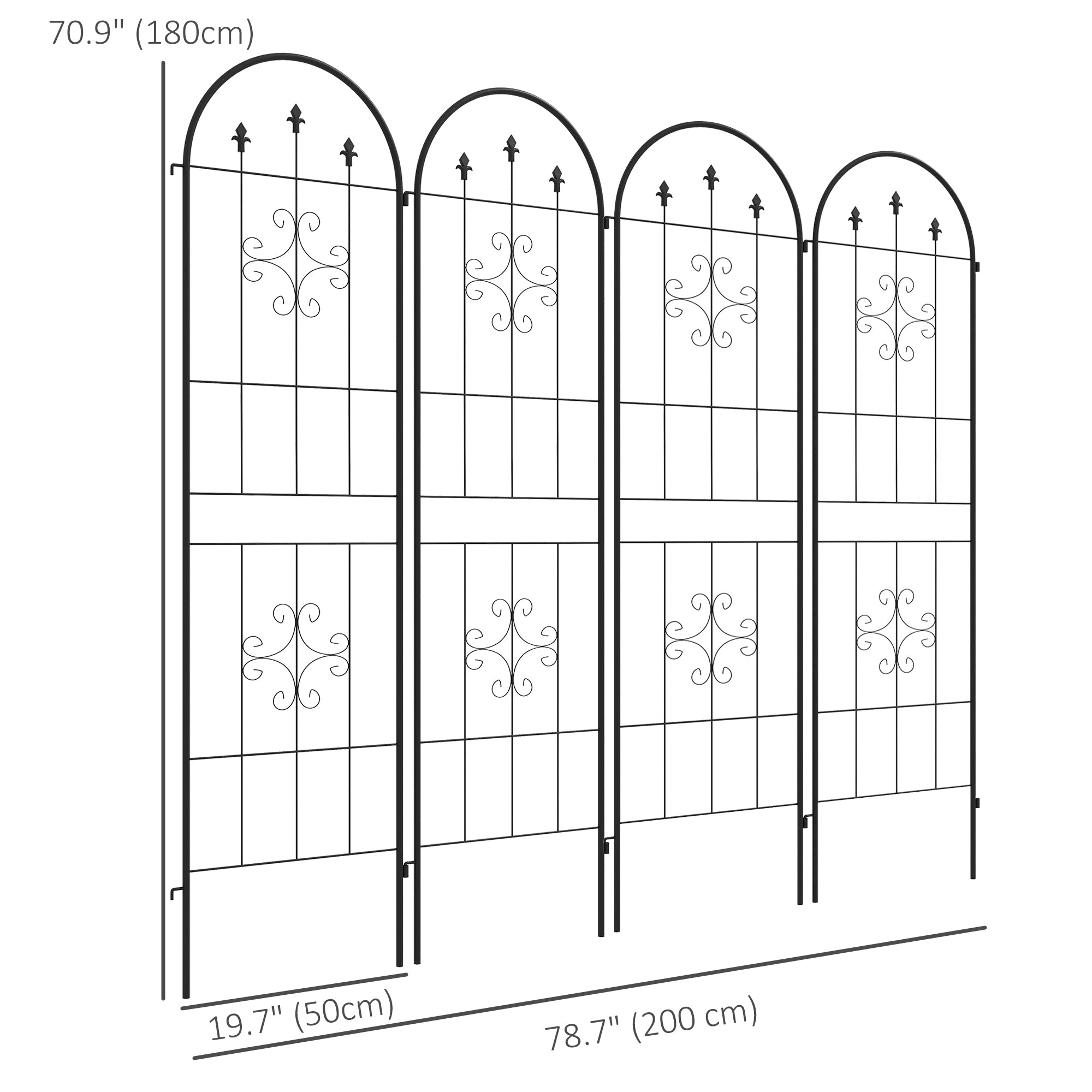 Outsunny Metal Trellis Set of 4, Garden Trellis for Climbing Plants Support Frames, Arrow Design