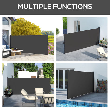 Outsunny 13' x 5' Retractable Side Awning, Outdoor Privacy Screen for Garden, Hot Tub, Balcony, Terrace, Pool, Black