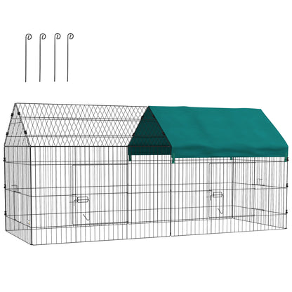 PawHut 87" Small Animal Cage with Roof, Indoor/Outdoor Use,  for Chicken, Rabbits, Chinchillas, Green