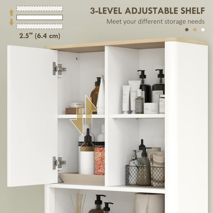 HOMCOM Over The Toilet Storage Cabinet, Bathroom Space Saver Cabinet with Adjustable Shelf, Bathroom Organizer, White