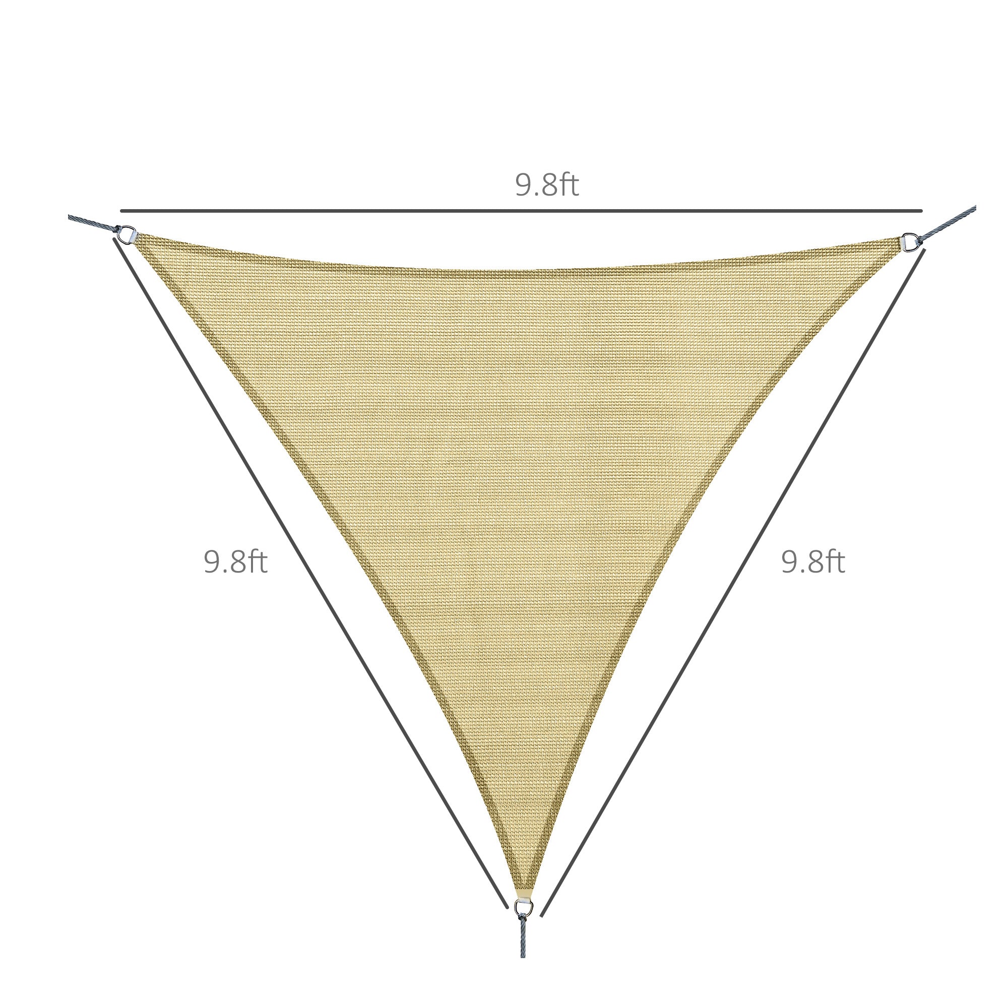 Outsunny Triangle 10' x 10' x 10' Outdoor Sun Shade Sail, Garden Cover UV Block Fabric Canopy for Patio, Deck, Sand