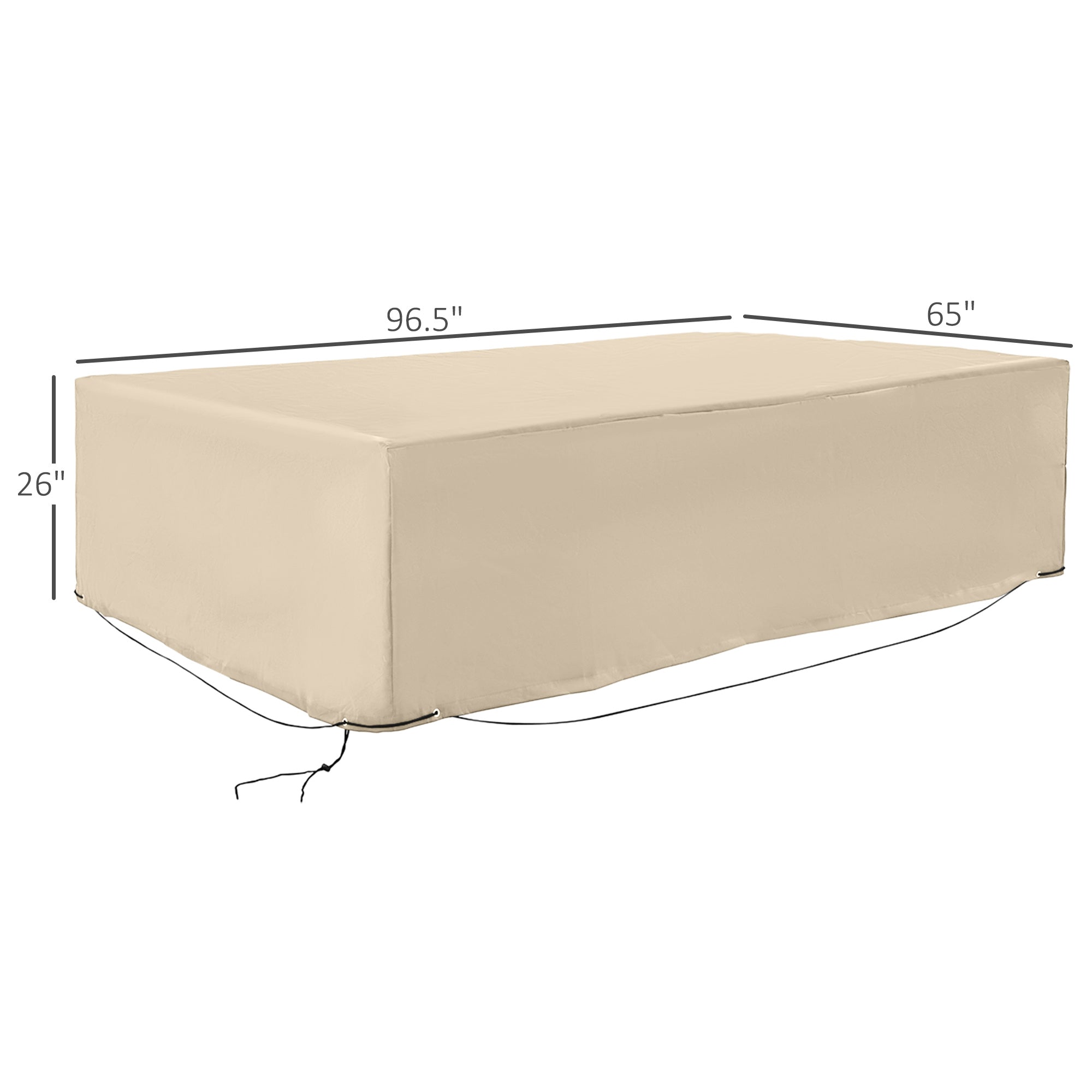 Outsunny Patio Furniture Covers, Waterproof, Windproof and Anti-UV 300D Oxford Fabric Large Outdoor Furniture Cover for Outdoor Sectional Sofa Set, 97" x 65" x 26", Beige