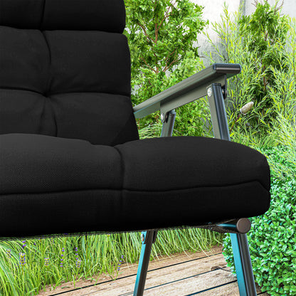 Outsunny 2-Piece Back Seat Cushion Replacement, Outdoor Patio Chair Cushions Set with Ties, Button Tufted, Black