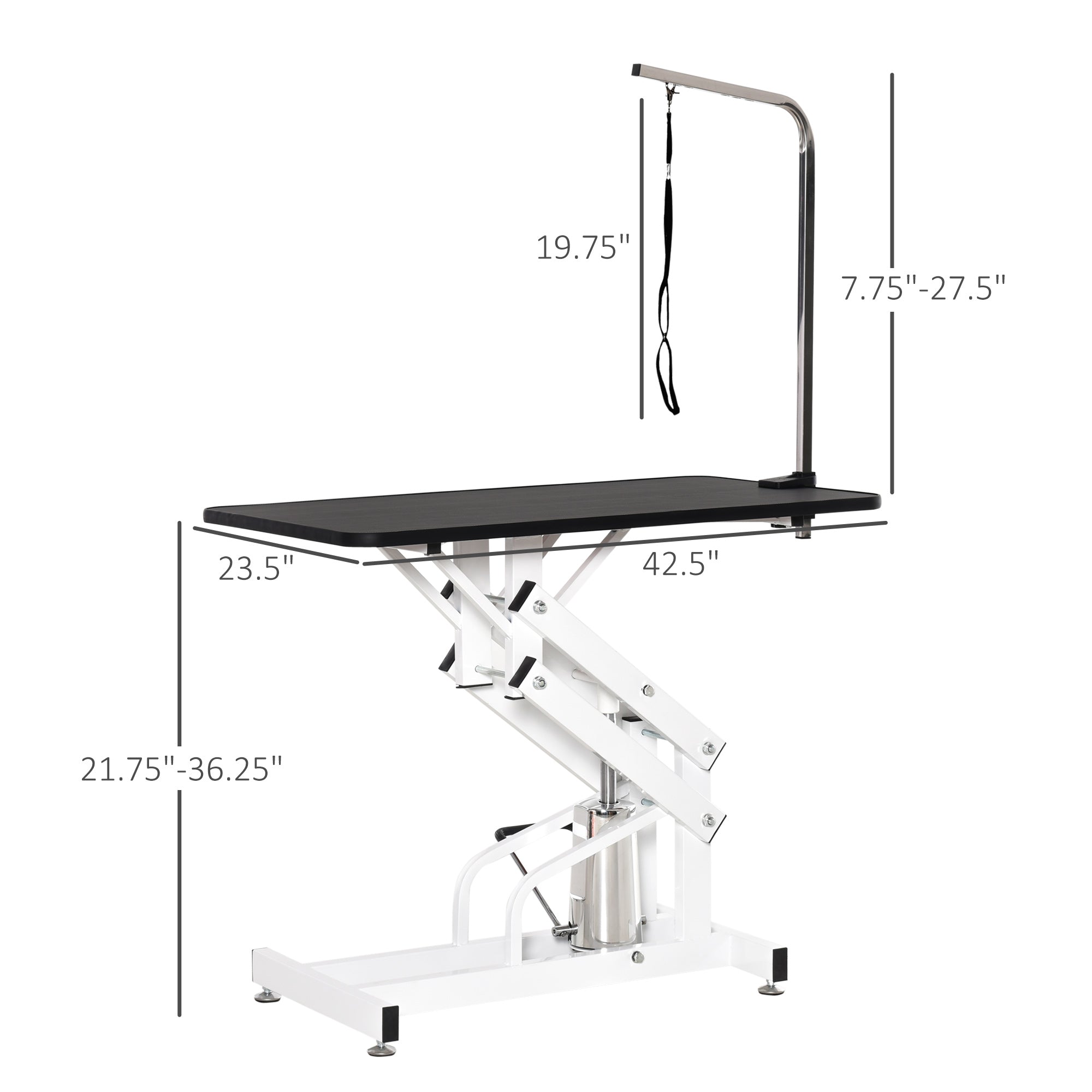 PawHut Pet Grooming Table, Height Adjustable Dog Grooming Table with Arm, Noose and Non-Slip Grooming Table, Black