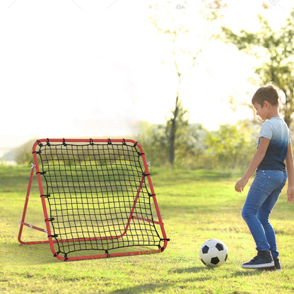 HOMCOM Volleyball Rebounder Net Football Training Aid Kickback Target Play Red