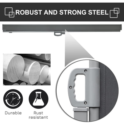 Outsunny 118" x 71" Outdoor Folding Privacy Screen Retractable Side Awning Patio with Resistance to UV Rays and Wind Grey