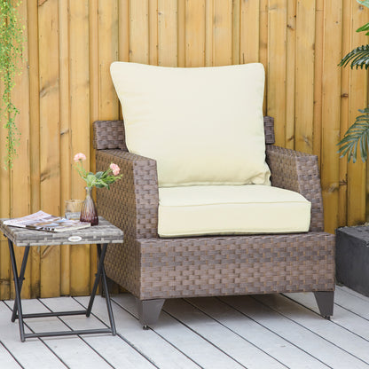 Outsunny Patio Chair Cushions, Thick Deep Seat Outdoor Seat Cushion with Back Cushion, Cream White