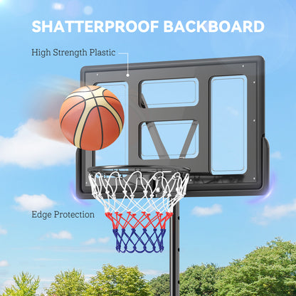 Soozier Basketball Hoop Outdoor, 7.5-10ft Portable Basketball Goal with Wheels and 43" Backboard, for Teenagers Youth Adults