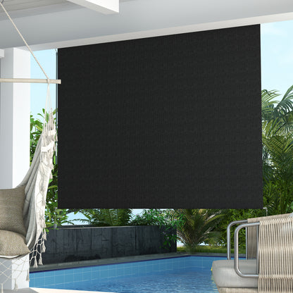Outsunny 8' x 6' Patio Door Blinds, Outdoor Roller Shades, Cordless Roll Up Shade for Porch Gazebo, Black