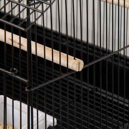 PawHut 25" Bird Cage with Perch, Swing, Food Container, Slide-out Tray, Handle, Parrot Cage for Finches, Canaries, Budgies