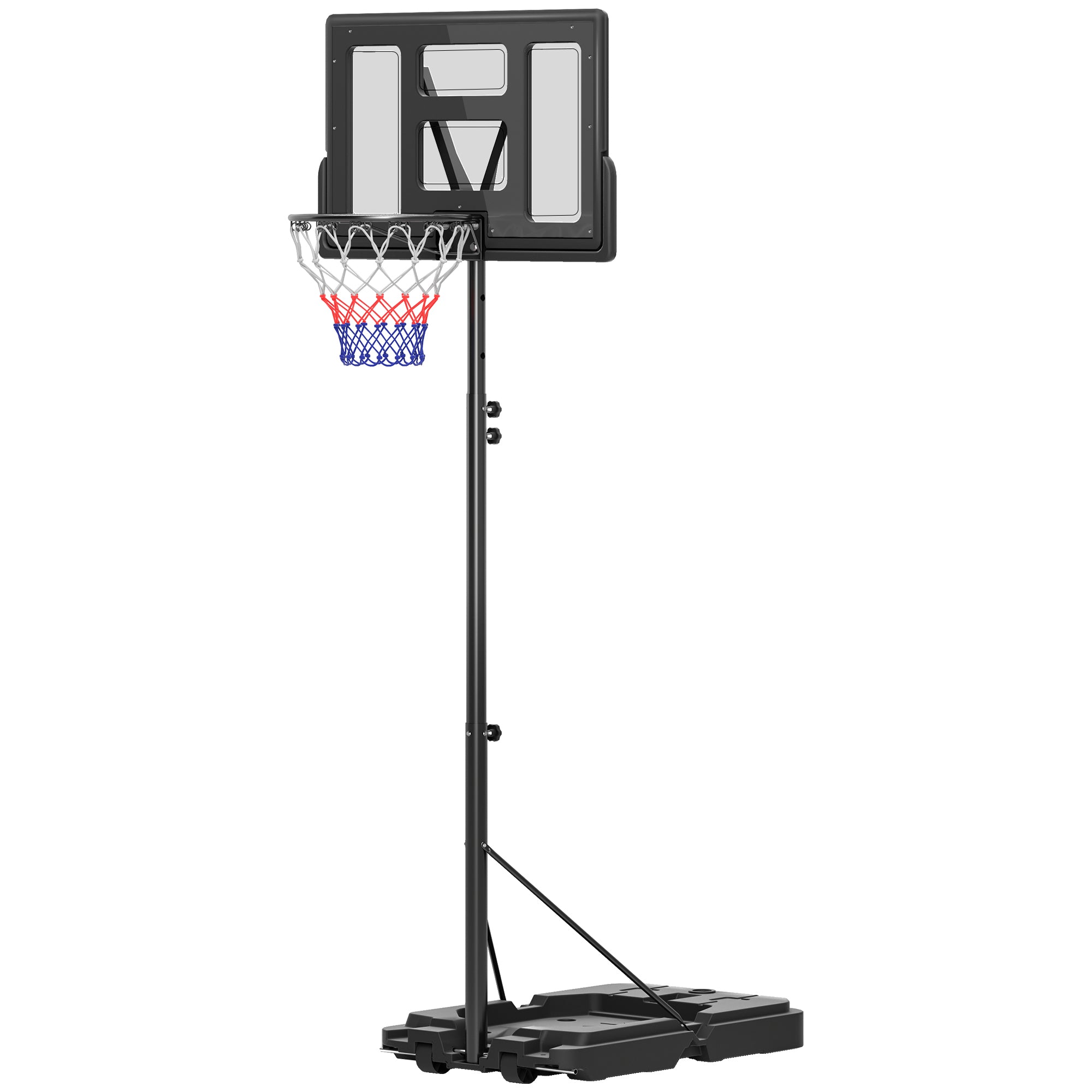 Soozier Basketball Hoop Outdoor, 7.5-10ft Portable Basketball Goal with Wheels and 43" Backboard, for Teenagers Youth Adults
