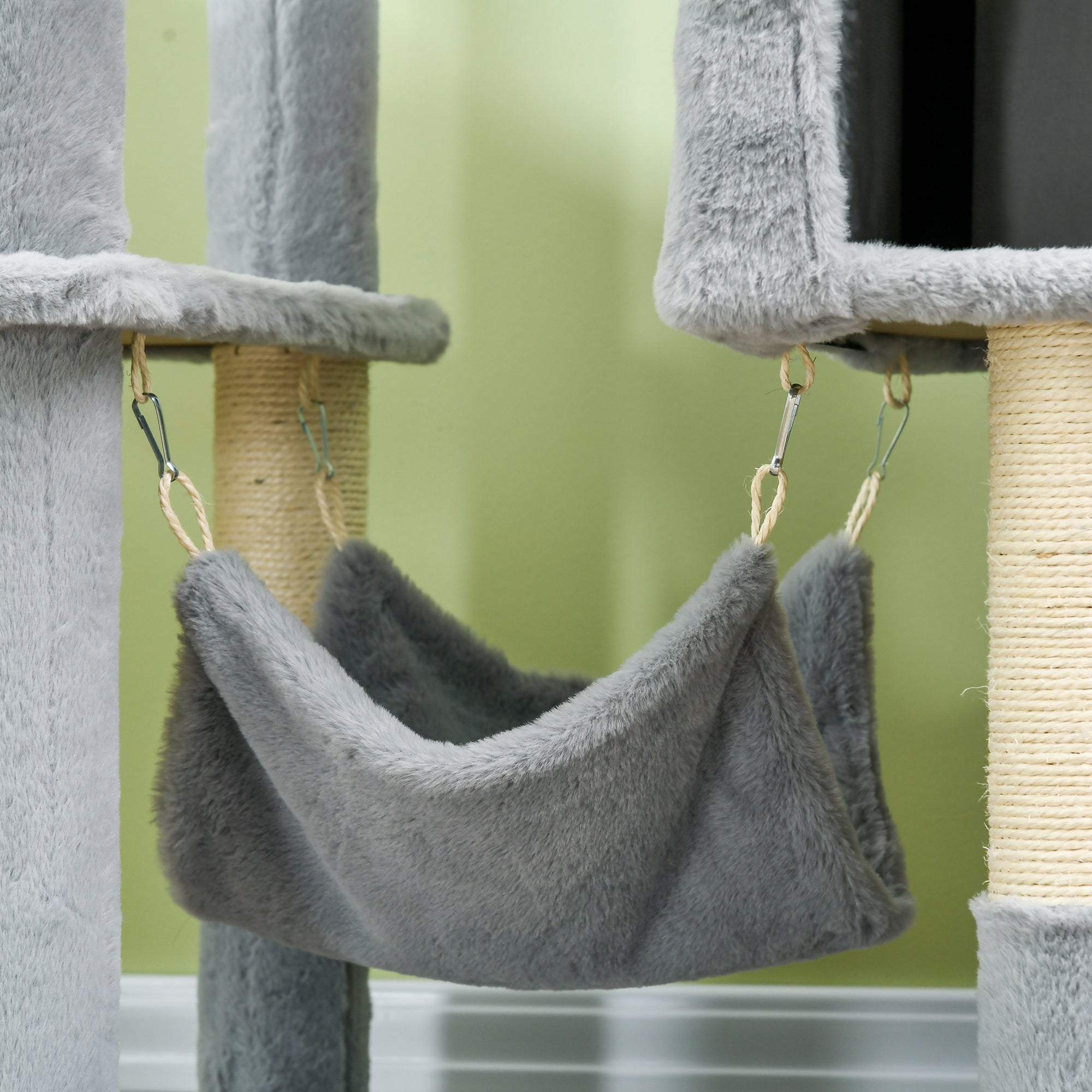PawHut Tall Cat Tree for Indoor Cats, 70" Multi-Level Cat Tower with Hammock, Cat Bed, Cat Condo with Sisal Scratching Posts, Bluish Grey