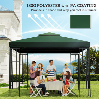 Outsunny 9.8'x9.8' Canopy Replacement 2-Tier Gazebo Canopy Top Cover, Green