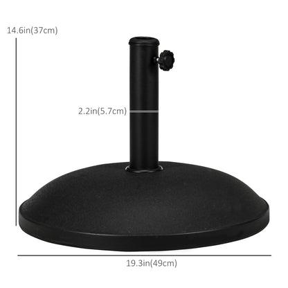 Outsunny 55 lbs Cement Umbrella Base Holder 20" Heavy Duty Round Parasol Stand for Patio, Outdoor, Backyard, Black
