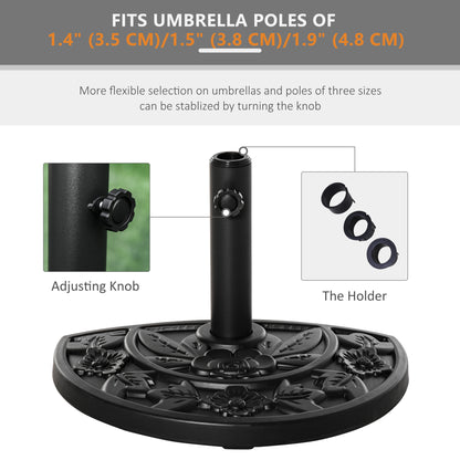 Outsunny 20 lb Heavy Duty Half Umbrella Base, Outdoor Concrete Umbrella Stand, Patio Half Round Base for Market Umbrella, Black