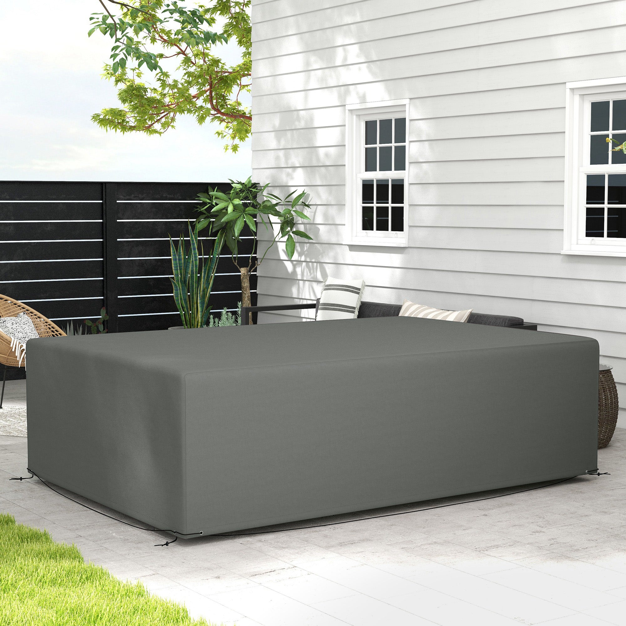 Outsunny Patio Furniture Cover for Outdoor Sectional Sofa Set Waterproof Windproof Oxford Fabric, 97" x 65" x 26", Dark Grey