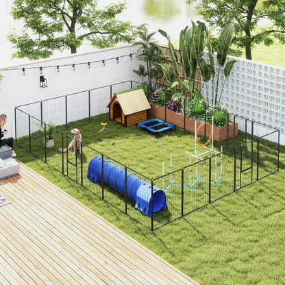 PawHut 24 Panels 39" Height Heavy Duty Dog Playpen for Small Medium Large Dogs, Black