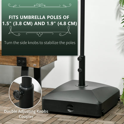 Outsunny Filled Patio Umbrella Base with Wheels, 132 lb Heavy Duty Market Umbrella Stand for Outdoor, Garden, Backyard, Black