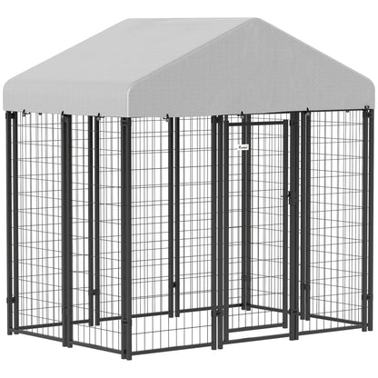 PawHut Outdoor Dog Kennel with Waterproof UV-Resistant Cover, for Medium and Small Dogs, 6' x 4' x 6', Silver