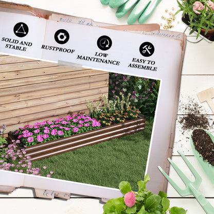 Outsunny 8'x2'x1' Galvanized Raised Bed, Large Elevated Planter Box for Growing Flowers, Herbs and Vegetables, Dark Brown