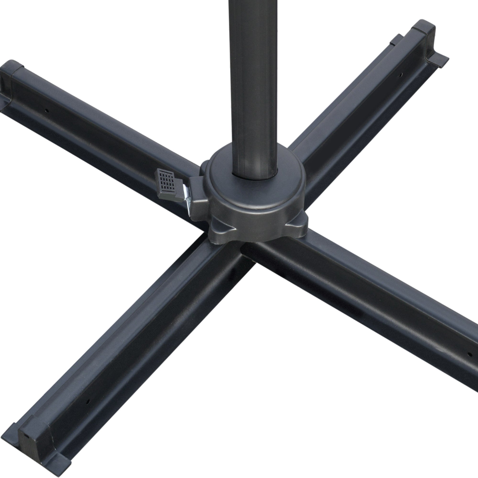 Outsunny 9ft Cantilever Patio Umbrella, Square Overhanging Umbrella with Cross Base, Crank Handle, Tilt, 360° Rotation and Aluminum Frame, Dark Grey